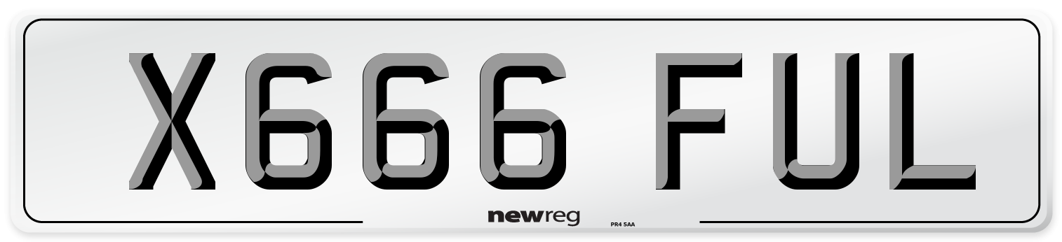 X666 FUL Number Plate from New Reg